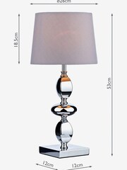 Dar Lighting Polished Chrome Wickford Large Table Lamp with Grey Shade - Image 3 of 3