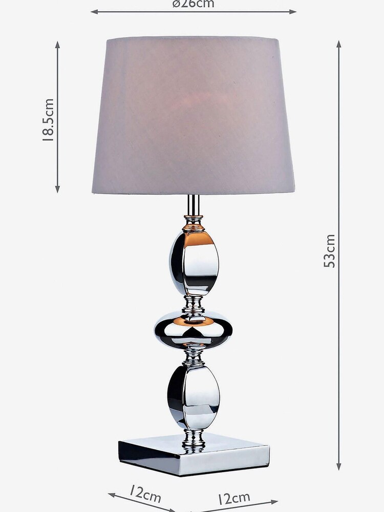 Dar Lighting Polished Chrome Wickford Large Table Lamp with Grey Shade - Image 3 of 3
