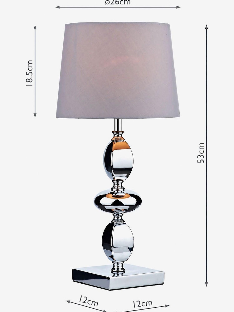 Dar Lighting Polished Chrome Wickford Large Table Lamp with Grey Shade - Image 3 of 3 Dar Lighting Polished Chrome Wickford Large Table Lamp with Grey Shade - Image 3 of 3