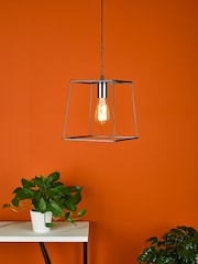 Dar Lighting Black/Chrome Tower Matt Single Pendant Ceiling Light - Image 1 of 4