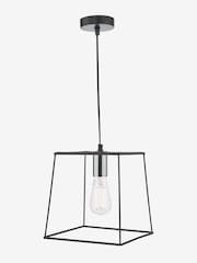 Dar Lighting Black/Chrome Tower Matt Single Pendant Ceiling Light - Image 2 of 4