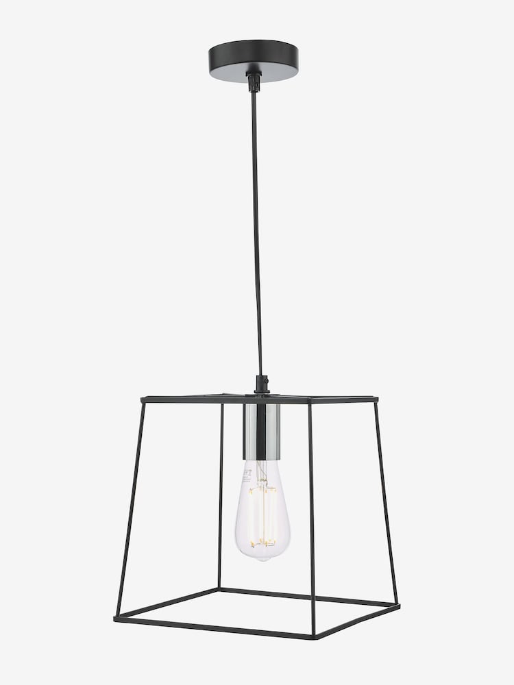 Dar Lighting Black/Chrome Tower Matt Single Pendant Ceiling Light - Image 2 of 4