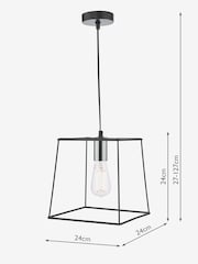 Dar Lighting Black/Chrome Tower Matt Single Pendant Ceiling Light - Image 4 of 4