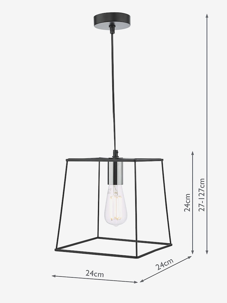 Dar Lighting Black/Chrome Tower Matt Single Pendant Ceiling Light - Image 4 of 4