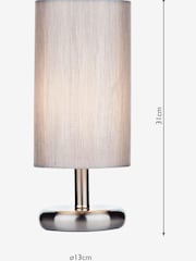 Dar Lighting Satin Chrome Tico Touch Table Lamp with Grey Shade - Image 3 of 3