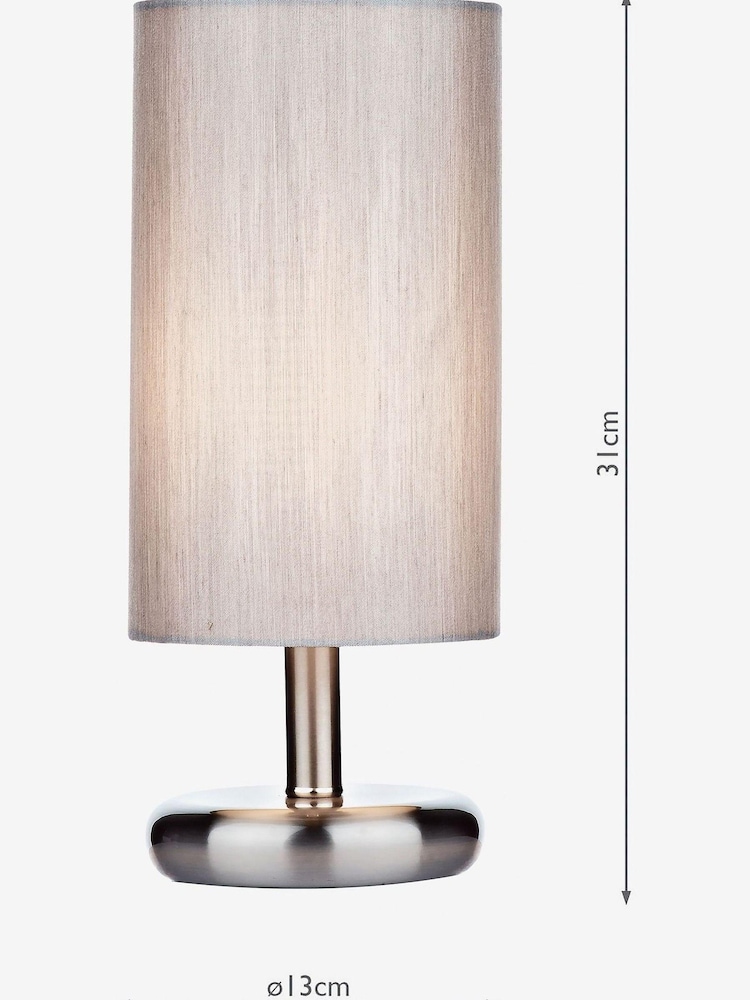 Dar Lighting Satin Chrome Tico Touch Table Lamp with Grey Shade - Image 3 of 3