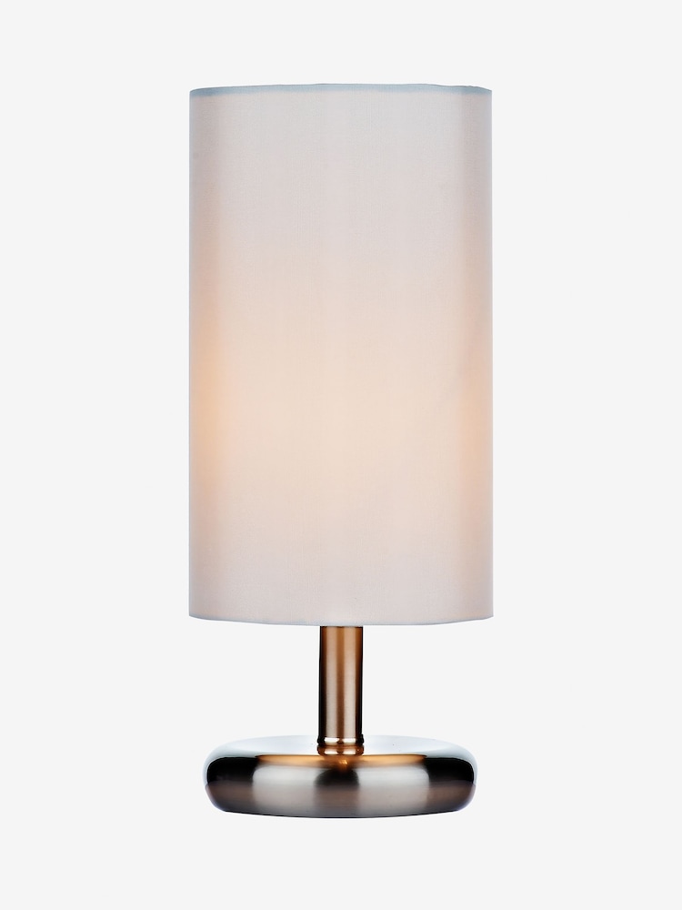Dar Lighting Satin Chrome Tico Touch Table Lamp with Ivory Shade - Image 2 of 3 Dar Lighting Satin Chrome Tico Touch Table Lamp with Ivory Shade - Image 2 of 3