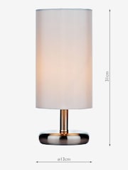 Dar Lighting Satin Chrome Tico Touch Table Lamp with Ivory Shade - Image 3 of 3