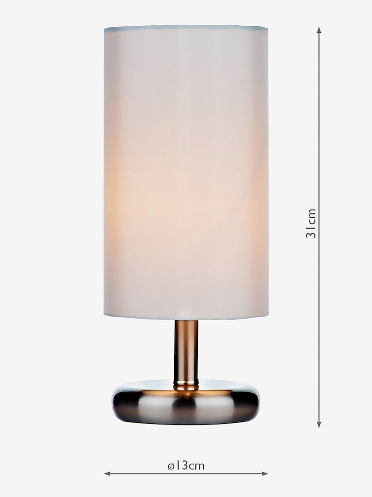 Dar Lighting Satin Chrome Tico Touch Table Lamp with Ivory Shade - Image 3 of 3
