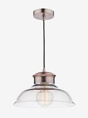 Dar Lighting Copper/Glass Antique Siren Dome Pendant - Image 1 of 2