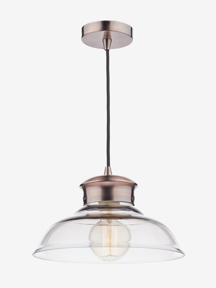 Dar Lighting Copper/Glass Antique Siren Dome Pendant - Image 1 of 2