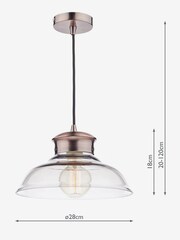 Dar Lighting Copper/Glass Antique Siren Dome Pendant - Image 2 of 2