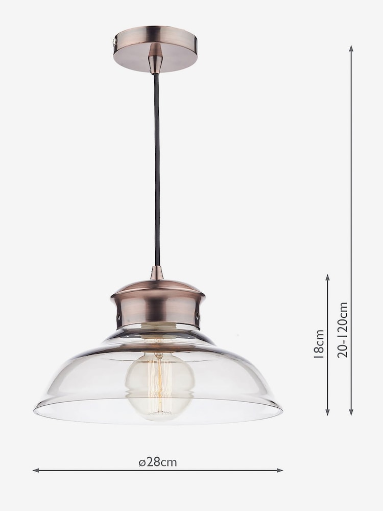 Dar Lighting Copper/Glass Antique Siren Dome Pendant - Image 2 of 2