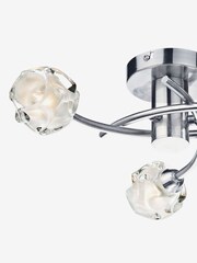 Dar Lighting Chrome/Glass Seattle Satin 3 Light Flush Ceiling Light - Image 2 of 4