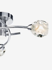 Dar Lighting Chrome/Glass Seattle Satin 3 Light Flush Ceiling Light - Image 3 of 4