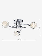 Dar Lighting Chrome/Glass Seattle Satin 3 Light Flush Ceiling Light - Image 4 of 4
