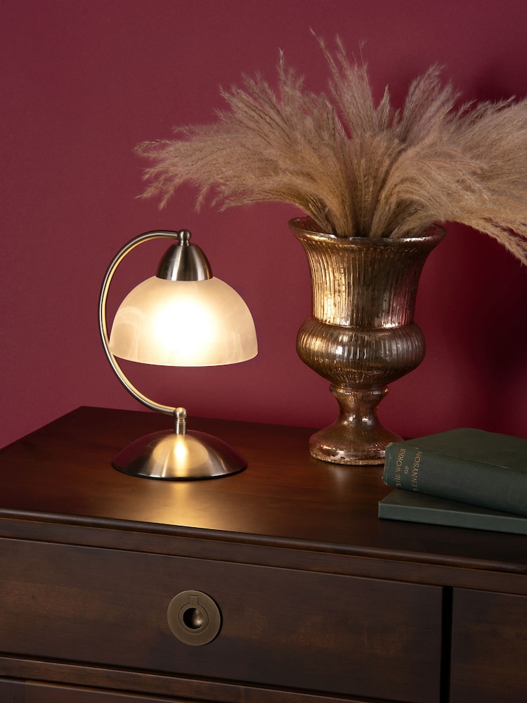 Dar Lighting Chrome/Glass Saxby Satin Touch Table Lamp - Image 1 of 3