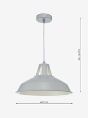 Dar Lighting Grey Owain Single Pendant Ceiling Light - Image 3 of 3