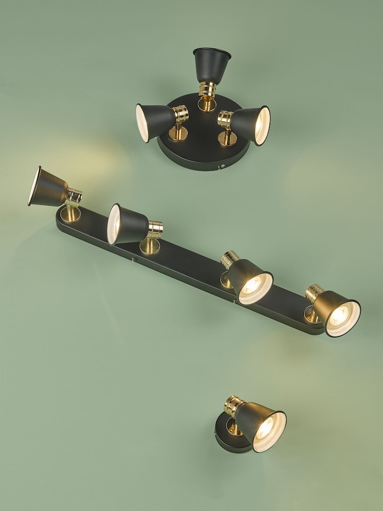 Dar Lighting Black Fry Rose Gold 3 Light Plate Spotlight - Image 1 of 4