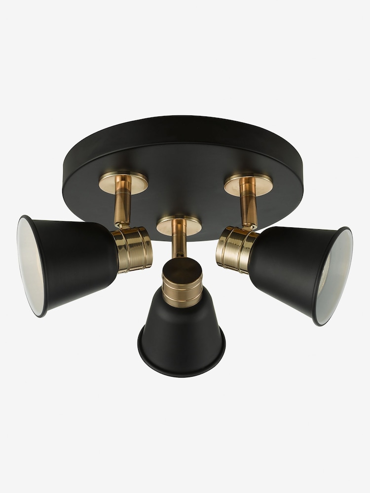 Dar Lighting Black Fry Rose Gold 3 Light Plate Spotlight - Image 2 of 4