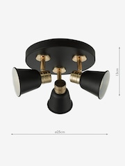 Dar Lighting Black Fry Rose Gold 3 Light Plate Spotlight - Image 4 of 4