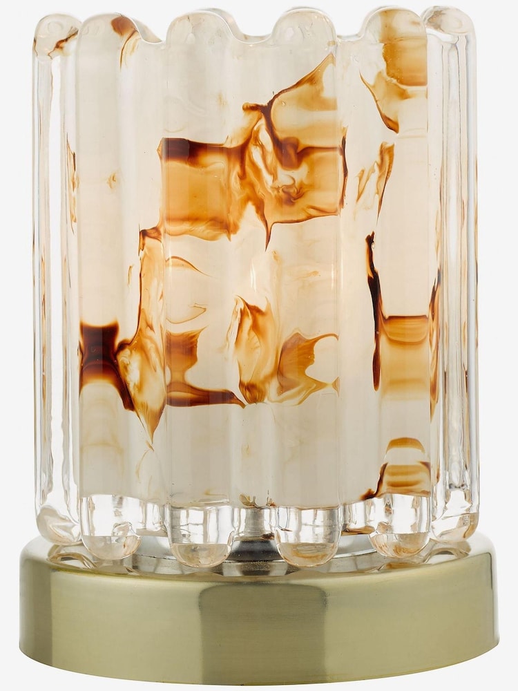 Dar Lighting Antique Brass Elf Touch Table Lamp with Amber Glass - Image 1 of 2