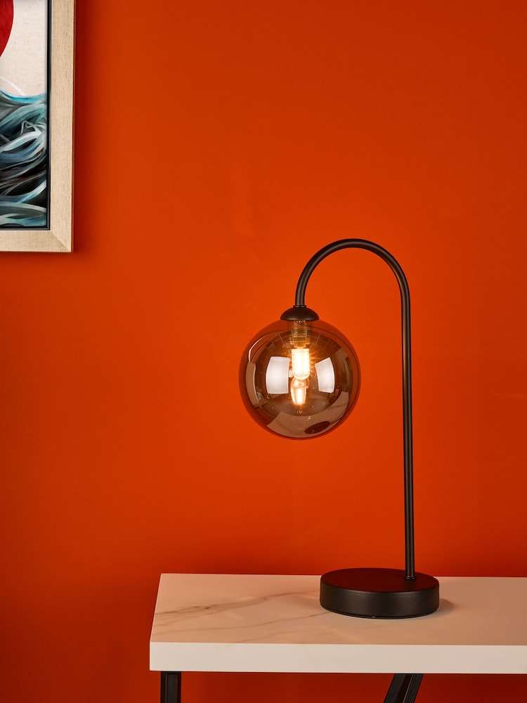 Dar Lighting Black/Smoked Glass Matt Eisse Touch Table Lamp - Image 1 of 4