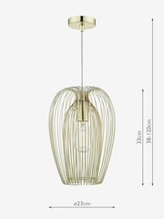 Dar Lighting Gold Ero 1 Light Pendant Ceiling Light - Image 3 of 3
