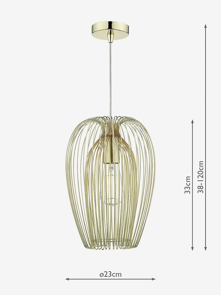 Dar Lighting Gold Ero 1 Light Pendant Ceiling Light - Image 3 of 3
