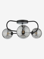 Dar Lighting Black Eisse Smoked Glass 3 Light Semi Flush Ceiling Light - Image 2 of 4