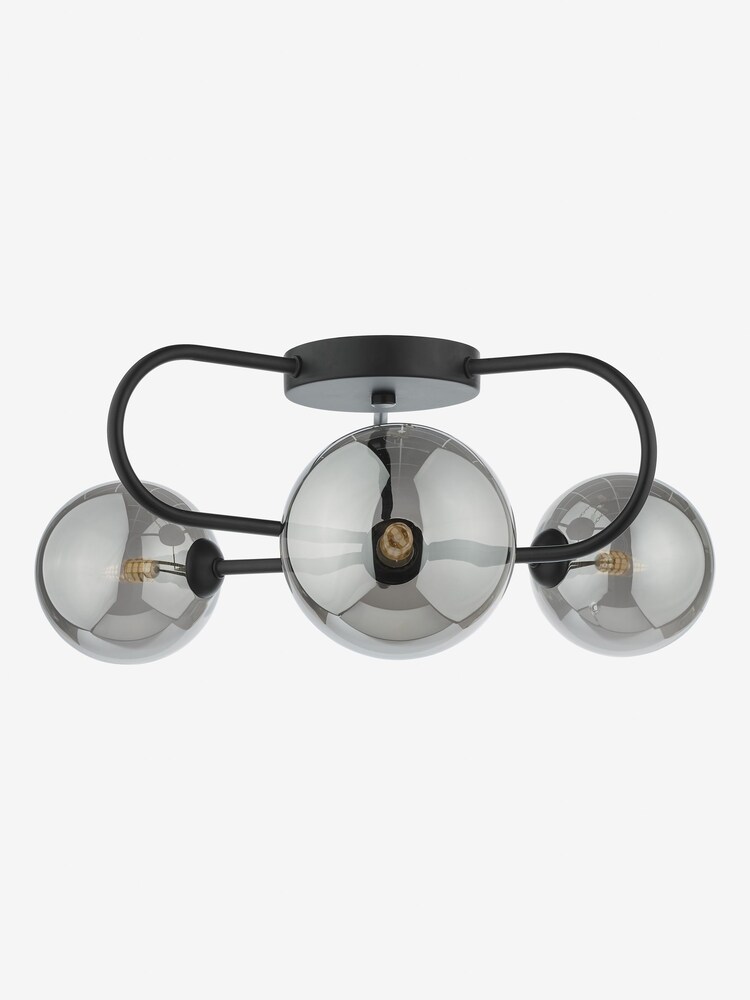 Dar Lighting Black Eisse Smoked Glass 3 Light Semi Flush Ceiling Light - Image 2 of 4