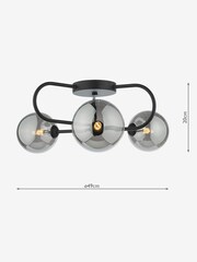 Dar Lighting Black Eisse Smoked Glass 3 Light Semi Flush Ceiling Light - Image 4 of 4