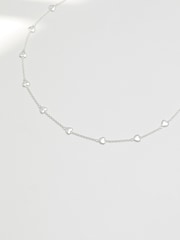 Simply Silver Sterling Silver Tone 925 Polished Heart Station Necklace - Image 2 of 3