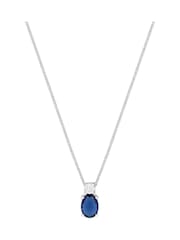 Simply Silver Sterling Silver Tone 925 Mini Sapphire Cubic Zirconia Pendant Necklace - Image 1 of 3