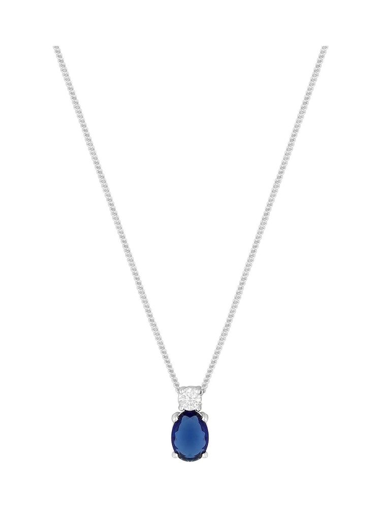 Simply Silver Sterling Silver Tone 925 Mini Sapphire Cubic Zirconia Pendant Necklace - Image 1 of 3