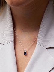 Simply Silver Sterling Silver Tone 925 Mini Sapphire Cubic Zirconia Pendant Necklace - Image 2 of 3