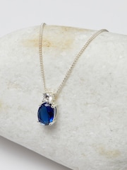 Simply Silver Sterling Silver Tone 925 Mini Sapphire Cubic Zirconia Pendant Necklace - Image 3 of 3