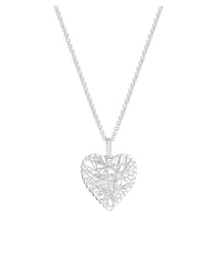 Simply Silver Sterling Silver Tone 925 Diamond Cut Mesh Wrap Heart Necklace - Image 1 of 2