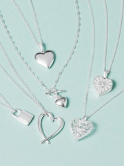Simply Silver Sterling Silver Tone 925 Diamond Cut Mesh Wrap Heart Necklace - Image 2 of 2