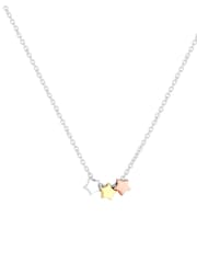 Simply Silver Sterling Silver Tone 925 Tri Tone Triple Star Necklace - Gift Boxed - Image 1 of 3