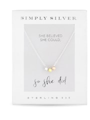Simply Silver Sterling Silver Tone 925 Tri Tone Triple Star Necklace - Gift Boxed - Image 3 of 3