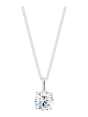Simply Silver Sterling Silver Tone 925 Cubic Zirconia Pendant Necklace - Image 1 of 2