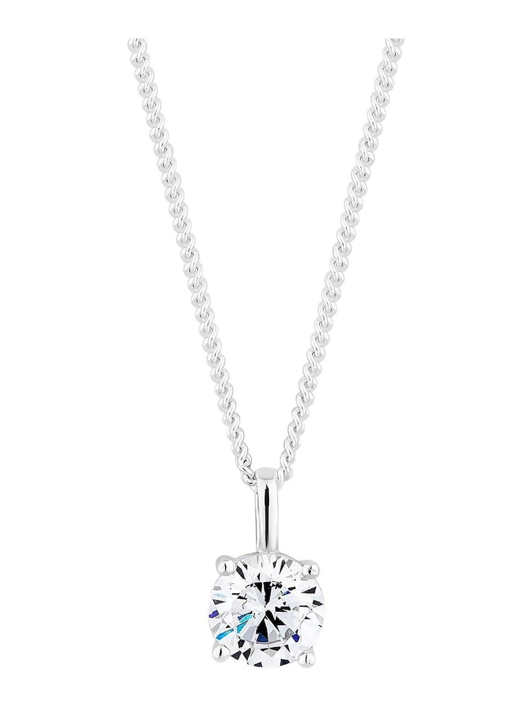 Simply Silver Sterling Silver Tone 925 Cubic Zirconia Pendant Necklace - Image 1 of 2