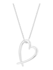 Simply Silver Sterling Silver Tone 925 Open Heart Pendant Necklace - Image 1 of 4