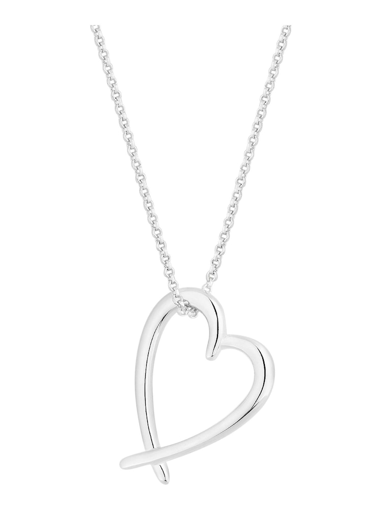 Simply Silver Sterling Silver Tone 925 Open Heart Pendant Necklace - Image 1 of 4