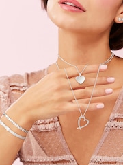 Simply Silver Sterling Silver Tone 925 Open Heart Pendant Necklace - Image 4 of 4
