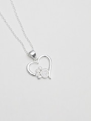 Simply Silver Sterling Silver Tone 925 Paw Print And Heart Pendant Necklace - Image 1 of 2