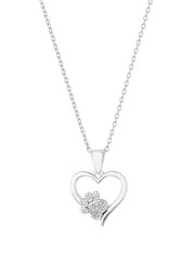 Simply Silver Sterling Silver Tone 925 Paw Print And Heart Pendant Necklace - Image 2 of 2