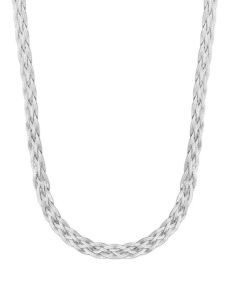 Simply Silver Sterling Silver Herringbone Braided Necklace - Image 3 of 3