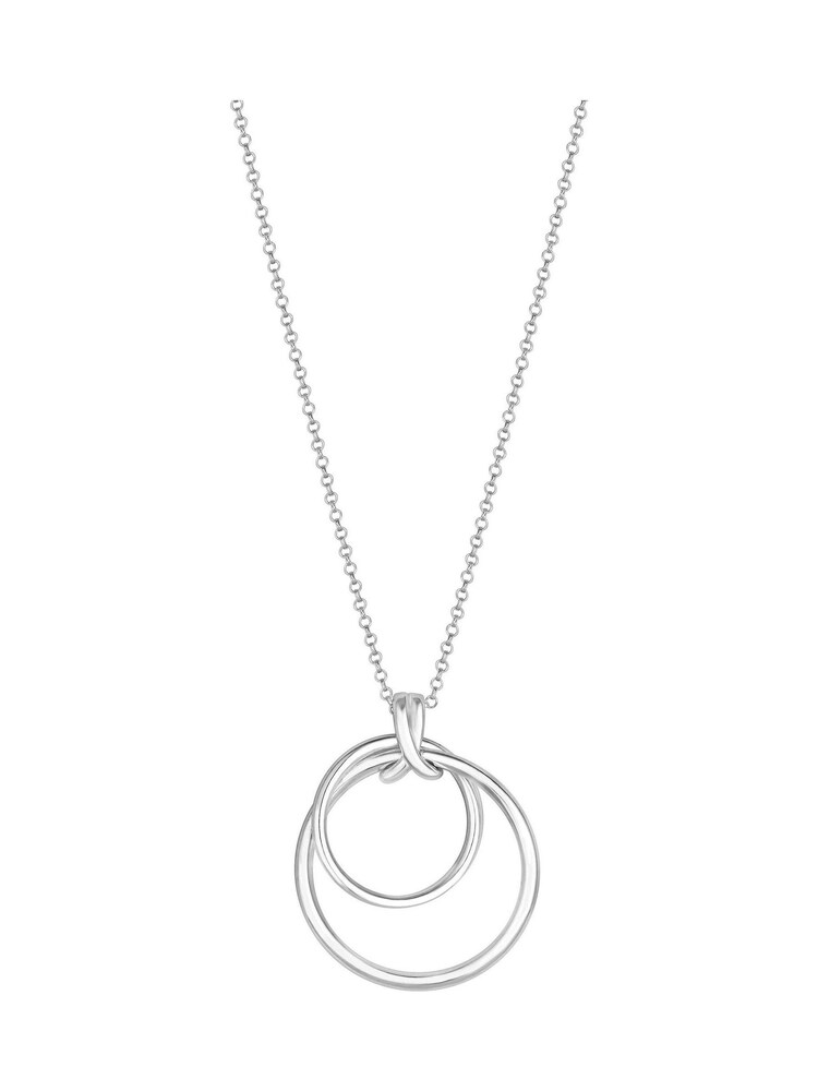 Simply Silver Sterling Silver Tone 925 Polished Round Double Pendant Necklace - Image 2 of 4